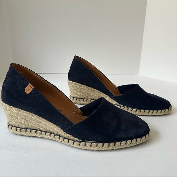 Verbenas Mamen Serraje Espadrilles size EU 39 Marine Blue Tan Wedges - Picture 2 of 13